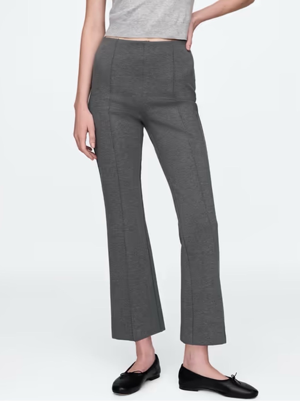 NWT Gap Gray Stretch Ponte Cropped Flare Pants S Petite